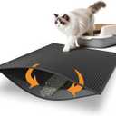 Pieviev Cat Litter Mat Double Layer Waterproof Urine Proof Trapping Mat 1 Pack, Black, 30x24 Inch 