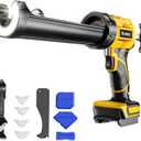 Cordless Caulking Gun Compatible with DeWalt 20V Battery (Tool Only), 10oz Electric Caulking Gun with Adjustable Speed, 9Pcs Caulk Remover Tool, Ecarke Cordless Silicone Gun for Filling, Sealing (Yellow)