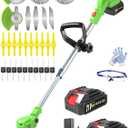 Electric Weed Wacker Cordless, 21V Battery Powered Weed Eater with 2X 2.0Ah Battery Operated and Charger, Lightweight 3 in 1 Weed Trimmer Lawn Edger Brush Cutter, Stringless Weedwacker for Garden Yard