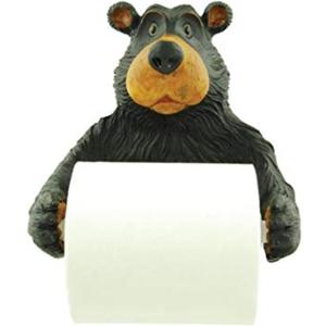 WD Willie Black Bear Holding Roll of Toilet Tissue Wall Mounted Toilet Paper Holder Rack 7.5"
