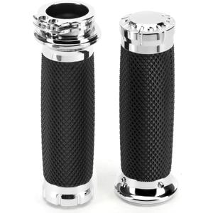 1 Inch Hand Grips 25mm Motorcycle Handlebar Grips Cable Throttle for Harley Davidson Sportster Touring Dyna Softail 883 1200 Harley Touring Honda Kawasaki Suzuki Yamaha(Silver)