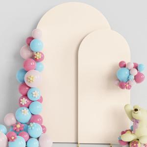 Putros Wedding Arch Cover 7.2FT, 6FT Beige Spandex Fitted Arch Cover for Round Top Chiara Backdrop Stand Covers 2 Set for Wedding Birthday Party Decoration