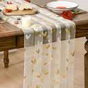 Artoid Mode Gold Heart Gauze Table Runner 120 Inch 10FT, Glitter Metallic Foil Valentine’s Day Sheer Dining Anniversary Wedding Table Decor for Home Party
