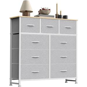 Sweetcrispy 9 Drawer Fabric Dresser Storage Tower Organizer, Light Grey
Sturdy Steel Frame with Wood-top, Easy-pull Handle, Space-Saving Organizer Chest for Bedroom, Closet, Lightweight and Stable