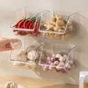 6-Pack Small Clear Storage Baskets, Adhesive Spice Rack Wall Mount for Countertop/Cabinet/Bathroom, Plastic Storage Bins Kitchen Wall Organizer and Storage Shelves, Spice Organizer