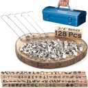 PKPKAUT Mini Branding Irons, Assorted Characters Custom Wood Branding Iron Personalized for Wood Working, Leather Hat, Felt, Cowhide, BBQ Brander & Bread Logo, Steak Branding Iron for Food and More (128PCS 3/4" Assorted Characters Full Set)
