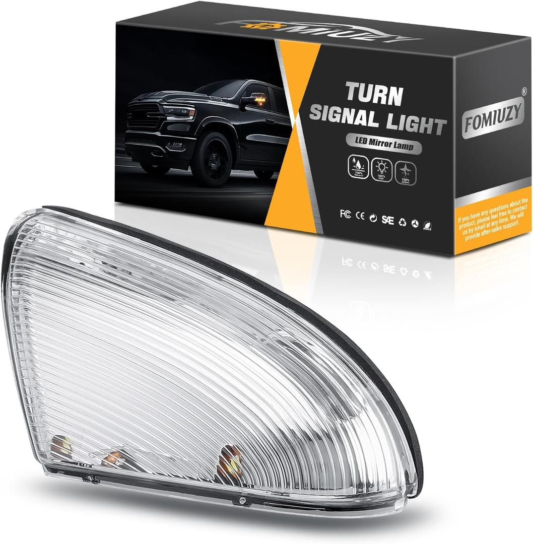 WEILEITE LED Side Mirror Light Turn Signal Bulb Puddle Lamp Lens Cover Fit Dodge Ram 1500 2009-2011 2012 2013 2014 2015 2016 2017 2018 Ram 2500 2010-2018 Left Driver Replaces 68064949AA 68232479AA