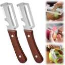 2PCS Premium Vegetable Peeler with Wooden Handle and Bottle Opener - Multifunctional Vegetable Peeler for Kitchen, Kitchen Gadgets Tool for Fruit Pumpkin Peeling Potato Carrot Veggie Peeler