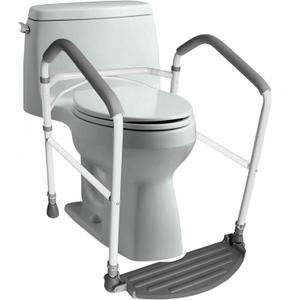 RMS Toilet Safety Frame & Rail - Folding & Portable Bathroom Toilet Safety Rails - Handrail Toilet Bars with Adjustable Height (White)