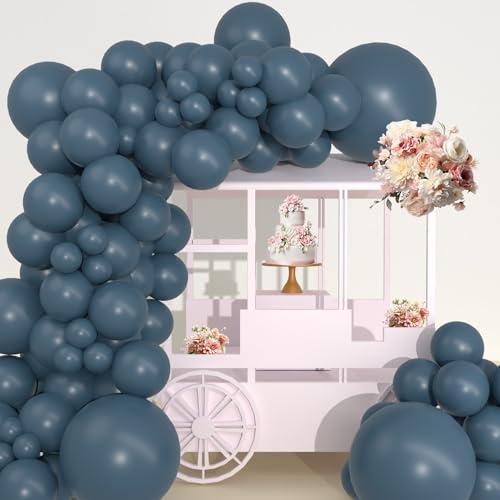 SCMDOTI Slate Blue Balloons Arch Garland, Blue Balloons in 18, 12, 10, 5 Inch Sizes for Birthday, Baby Shower, Gender Reveal Party, Boho Decoration