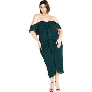 City Chic Women's Plus Size Dress - Va Va Voom (20 Plus, Emerald)
