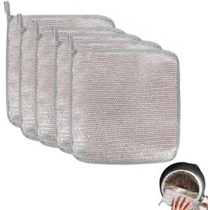 Jefuzh 2025 New Multipurpose Wire Dishwashing Rags for Wet and Dry，Multipurpose Wire Dishwashing Rags,Wire Dishcloth for Home Kitchen Dishes, Sinks Pack of 5  (5 Pcs each pack )