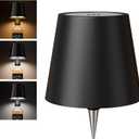 Wireless Bottle Lamp Shade - Portable LED Wine Bottle Lamp with Stopper, 3 Color Stepless Dimming Rechargeable Touch Wine Bottle Lights for Any Liquor Bottle Bars Restaurants (Black, 1 Pack)