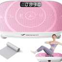 MERACH Vibration Plate Exercise Machine, Whole Body Workout Equipment for Women, Bluetooth and Silicone Pedal, Vibration Plate with Auto Mode, Vibrate Fitness Platform for Home (Pink)