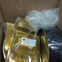 GATHER 350PCS Black Plastic Plates - Black and Gold Disposable Dinnerware Set Include 100 Plates, 150 Gold Silverware, 50 Napkins, 50 Cups for Party & Wedding & Birthday