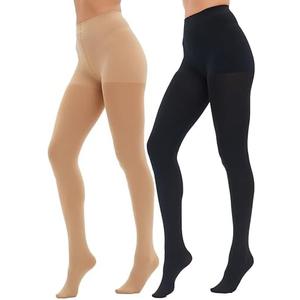 HeyUU Women's 100D Run Resistant Control Top Tights, Soft Opaque Pantyhose, High Waist & Elastic XL