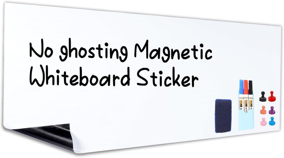 HAMIGAR Magnetic Whiteboard Contact Paper 48" x 94" Dry Erase White Board Sticker for Wall Stick on White Board Peel and Stick Wallpaper Adhesive Poster with Marker, Magnetic Eraser and Magnets