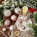 Christmas Balls Ornaments -36pcs Shatterproof Christmas Tree Decorations with Hanging Loop for Xmas Tree Wedding Holiday Party Home Decor,6 Styles in 3 Sizes(Rose Gold)