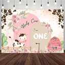 7x5ft Holy Cow I'm One Birthday Backdrop for Girls Boho Pampas Floral Arch Farm Cow 1st Birthday Photography Background Holy Cow First Birthday Party Decorations Banner Photo Props