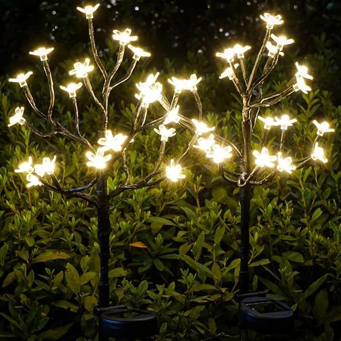 Solar Garden Lights Garden Decor, Solar Flowers Outdoor Decorative,2Pack 40LED Fairy Solar Lights Outdoor Waterproof for Outside Yard,Lawn,Patio,Pathway Christmas Decorations Gardening Gifts