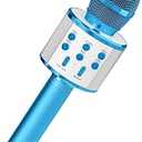 NiceGo Wireless Bluetooth Karaoke Microphone for Kids, 5-in-1 Portable Handheld Karaoke Mic Speaker Player Recorder with Adjustable Remix for Kids Girls Boys Teens Birthday (Blue)