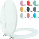 Round Toilet Seat Wood Toilet Seat Prevent Shifting with Zinc Alloy Hinges American Standard Size Toilet Seat Easy to Install also Easy to Clean(Round,Marble)