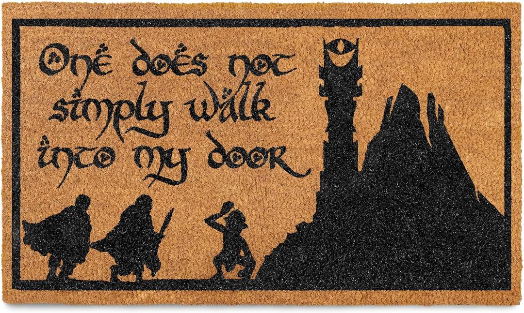 One Does Not Simply Walk Into My Door Mat 30x17 Inch, Trilogy Door Mat for Covered Outdoor Area, Middle Earth Welcome Mat, Nerdy Rug, Fan Doormat, Fantasy Decor, Geek Decor, Nerd Gift