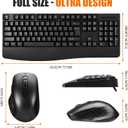 Wireless Computer Keyboard And Mouse Combo with Palm Rest, Large Number Pad, LED Indicators，2.4Ghz Ergonomic, Foldable Stands,Anti-Wear Letters Full Size Keyboard for Windows Mac PC Laptop-Black