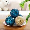 Honeydak 5 Pieces Glass Mosaic Sphere Decorative Balls for Centerpiece Bowls Turquoise Decorative Glass Balls Orbs Decorative Vases Fillers for Home Decoration Dining Table Bowls Tray