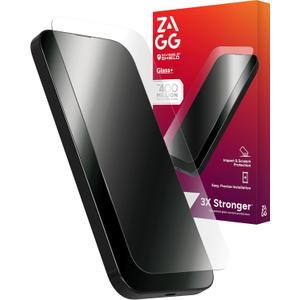 ZAGG Glass+ Screen Protector for iPhone 16/15 3X Stronger Tempered Glass with Reinforced Edges, Scratch & Smudge Resistant, InvisibleShield, Easy Installation