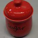 HAOTOP 12oz Sugar Bowl with Lid and Spoon,Ceramic Sugar Jar Sugar Dispenser Sugar Container Coffee Bar Accessories, Kitchen Countertop Canisters, Red