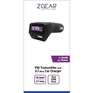ZGear FM Transmitter and USB Car Charger - Black