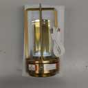 Rechargeable Table Lamp for Outdoor Indoor: Cordless Portable Table Lamps with 3 Color Stepless Dimmable - LED Metal Battery Operated Lantern - Small Table Lamp for Bedroom/Bar/Coffee Shop/Camping (Gold)