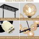 Linear Chandeliers for Dining Room 51" Extra Large Modern Chandeliers Black Linear Chandelier with Amber Swirled Glass 11 Light Rectangle Chandelier Over Table Kitchen Island Living Room