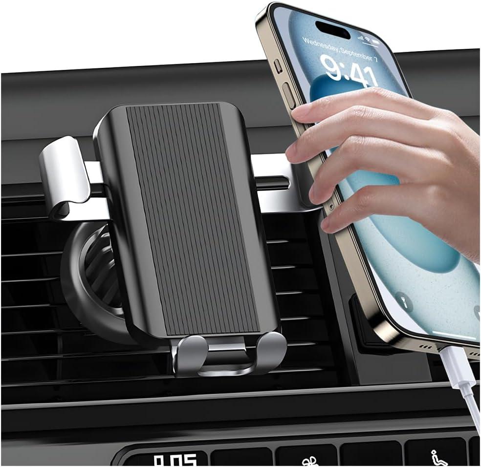 zipelo Car Phone Holder, Vehicle Air Vent Smartphones Mount with Metal Hook Clip, 360 Rotation Hands Free Automotive CellPhones Cradle Accessories, Universal for SUV, Sedan, Truck