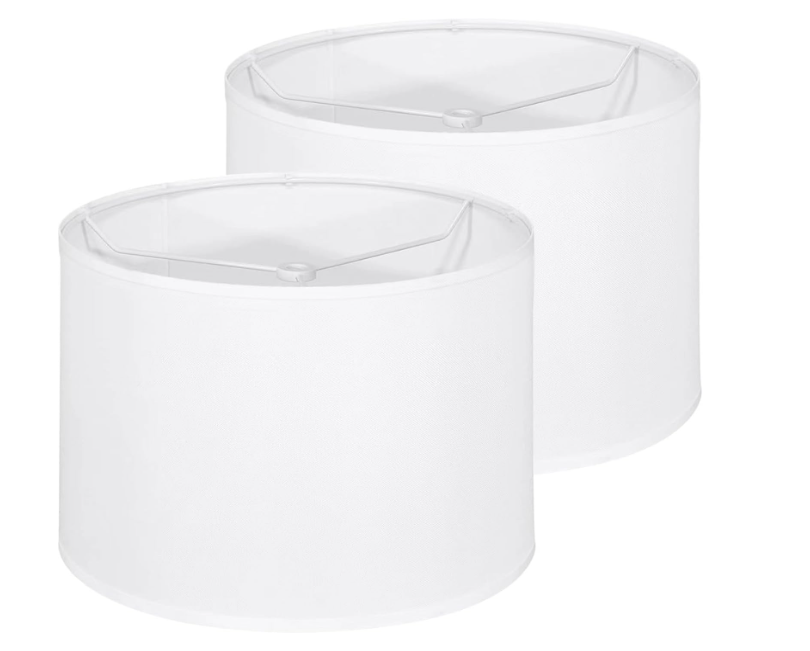 White Lamp Shades Set of 2, Drum Large Lampshades 13" Top x 13" Bottom x 10" High, Replacement Lamp Shades Natural Linen for Table Lamps Floor Lamps, Easy Assembly Required