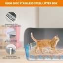 Homegroove Stainless Steel Sifting Litter Box for Pine Pellets, 23.6''x15.7''x14'' XXL Metal Cat Litter Box with Lid for Indoor Cats Pellet Sifter Litter Pan with Plastic Scoop &10 Urine Pads (8 Inch)