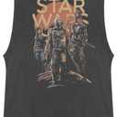 STAR WARS Junior's The Mandalorian Character Entourage Cowl Neck Sweatshirt (Charcoal)