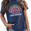 Teacher Shirt for Women Last Day of School T-Shirt Teacher Life Graphic Tee Tops Teachers Gift T-Shirt Blouse (Blue, M)