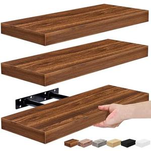 Sorbus Floating Shelves for Wall, Bathroom Shelves Wall Mounted for Kitchen, Bedroom, Bathroom Storage Over Toilet, Hanging Book Shelf for Ｗall Home Decor Living Room (Walnut, 3 Pack)