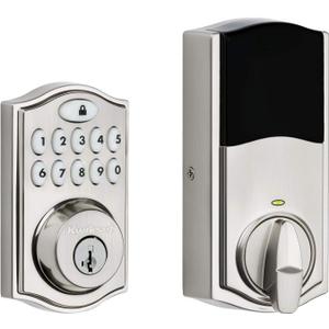 Kwikset 914 Traditional Keypad SmartCode Electronic Deadbolt Smart Lock featuring SmartKey Security and ZigBee 3.0 Technology in Satin Nickel