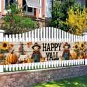 Happy Yall Banner Fall Holiday Backdrop Scarecrows Pumpkins Sunflowers 118x20 inches Autumn Decor Party Supplies Welcome Yard Sign Wall Hanging Banner Decoration