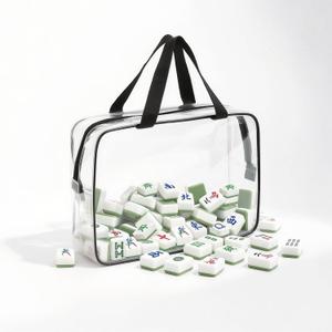 Transparent Mahjong Tile Bag with Zipper, PVC Clear Waterproof American Mahjong Bag for Storage & Travel, mah jongg Carrying Case with Handles, mahjongg Accessories and Gifts for Parties, (Case Only)