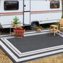 Garvee Outdoor Rug 10x14 Large Waterproof Plastic Straw Rug Reversible Portable Camping Rug Grey White Panel for Patio Porch RV Balcony