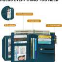 GOIACII Small Women's Wallet Leather Ladies Billfold Card Holder RFID Blocking with Zipper Coin Pocket, Teal