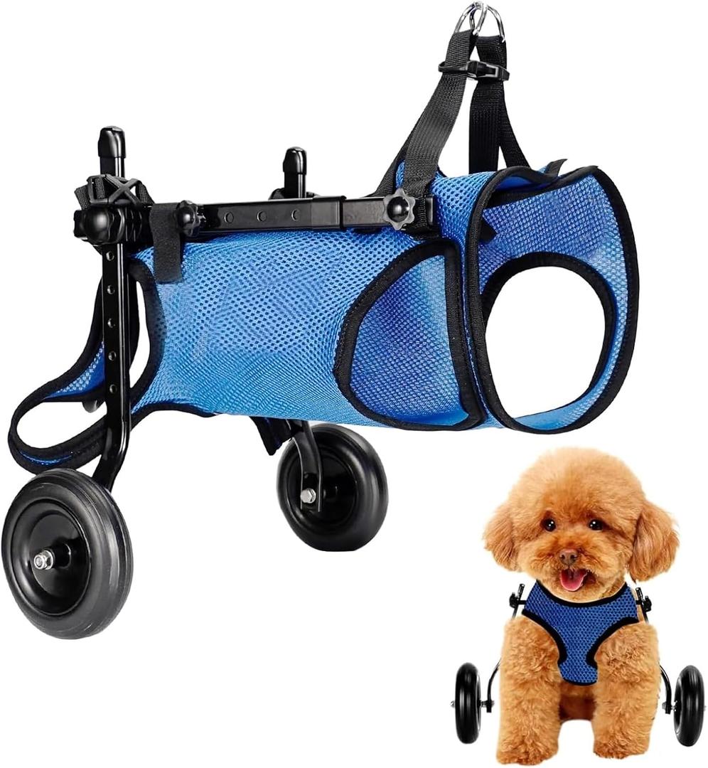 Dog Wheelchair for Back Legs Adjustable Dog Wheelchairs with 2 Wheels Pet Doggy Wheelchairs with Disabled Hind Legs Walking-Dog Leg Brace and Hip Support, Light Weight (X-Small, Blue)