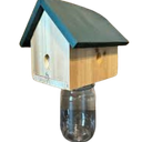 Bird / Wildlife Accessories for Birds, Wooden Hanging Burd Feedr with a Jar Dispenser, House-Shaped. Suitable for Small Birds Such as Hummingbirds, Chickadees and Sparrows, 1 Piece