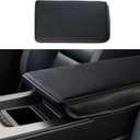 Center Console Armrest Cover Compatible with Honda Prologue EV 2024 2025 2026 Black Leather Middle Armrest Box Cover Arm Rest Lid Pad Protector Interior Accessories(Orange Stitches)