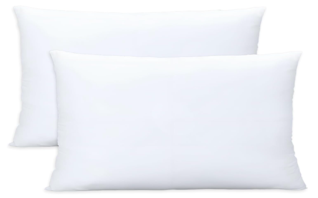 Throw Pillows Set of 2, White 12x20 in Pillow Inserts with 100% Cotton Cover,Bed and Couch Decorative Stuffer Pillows,Indoor Pillows for Sofa