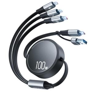 CAFELE 100W Multi Charging Cable, 6-in-1 Retractable USB C/A Cable, 5A Fast Charger Cord for Multiple Devices with Type C/L/Micro Ports for Phone 17 16 15 14 Pro Max, S24/S23, MBook, Pad (4.3ft)